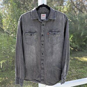 Levi’s Long Sleeve Denim Button Down Shirt - Dark Gray - Size Medium